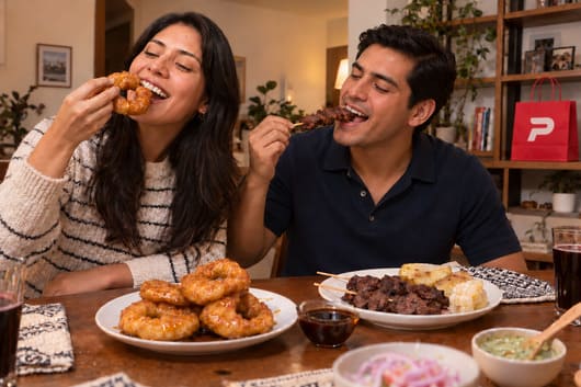 comer picarones y anticuchos